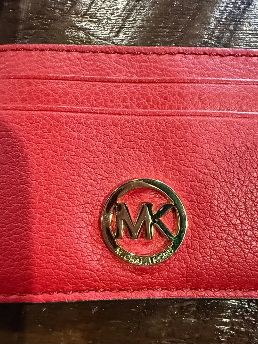 Michael Kors Red Leather Wristlet Card Case